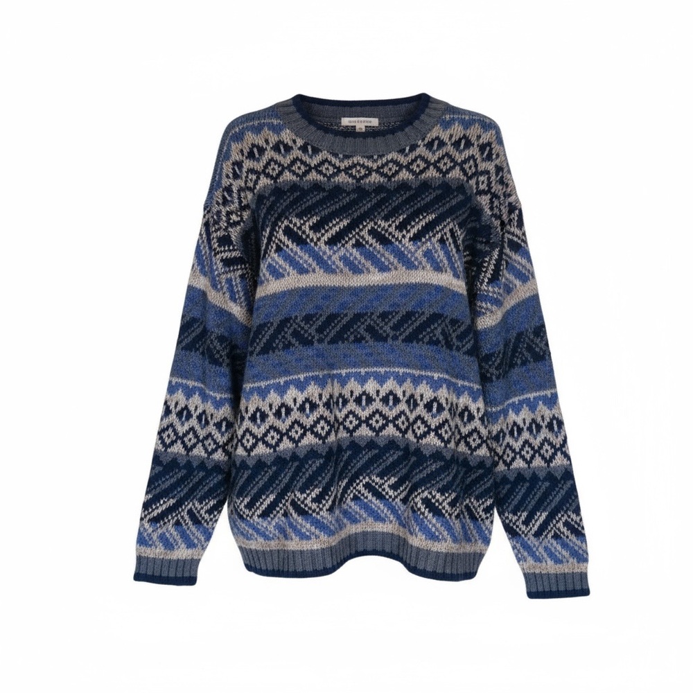 County Seat Fair Isle Oversized knitted sweater, cotton blend. Size XL GUC